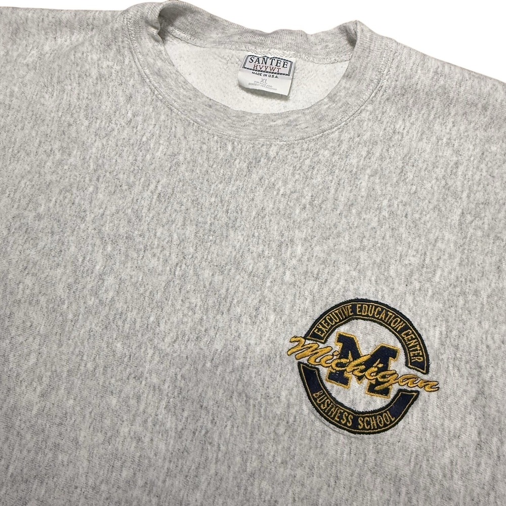 Vintage Michigan Sweatshirt Mens XL Heather Gray Cotton Santee Heavyweight USA